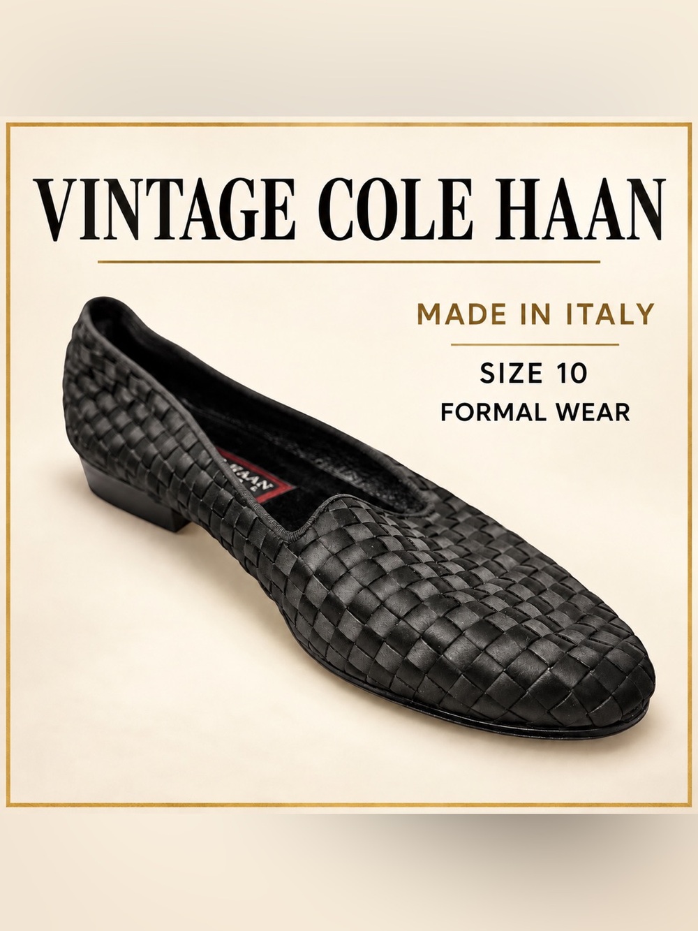 Vintage Cole Haan Formal Collection Woven Leather Loafers Black Women’s Size 10